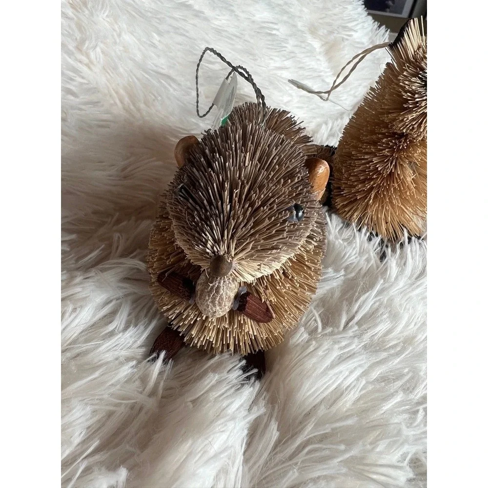 Kurt Adler Buri Fiber Woodland Ornaments Christmas Raccoon Chipmunk Rustic